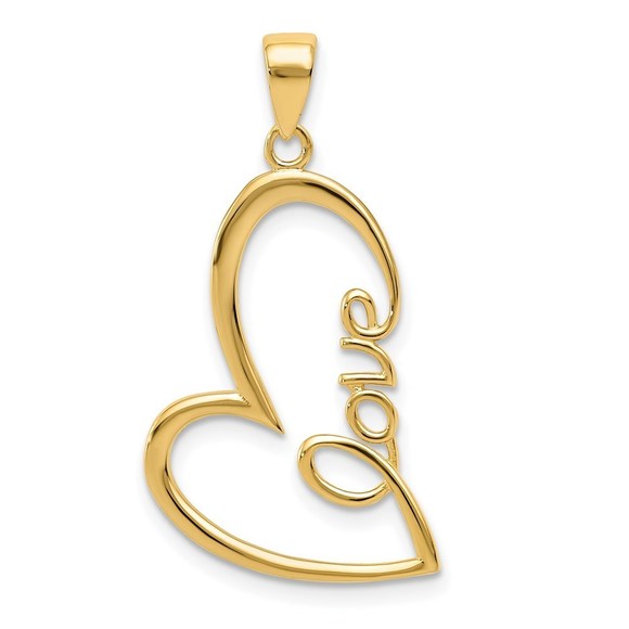 14k Gold Polished LOVE Heart Pendant,All Products : American Fashion Style Bags On Sale